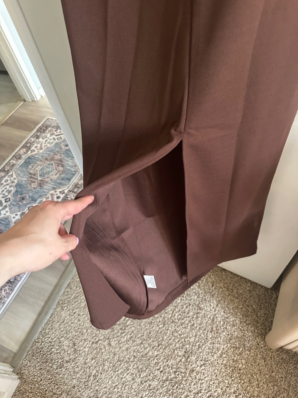 NWT YH & CO Sleek Sleeveless Brown Draped Women’s Dress - Picture 8 of 9